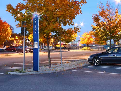 Add emergency towers to parking lots and garages